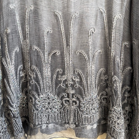 SOFT SURROUNDINGS Elegant Feminine Whimsical Embroidered Floral Chiffon Tunic 3X - Picture 4 of 9